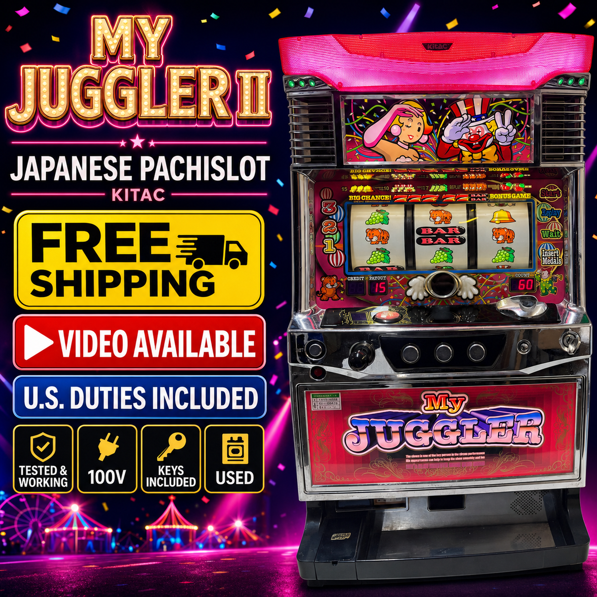 My Juggler II KK Pachislot Japanese Casino Slot Machine Kitac GOGO