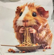 Large Sticker Guinea Pig 10x10 Ramen Plate Eating Noodles Yum Wall Deco Decal Ro