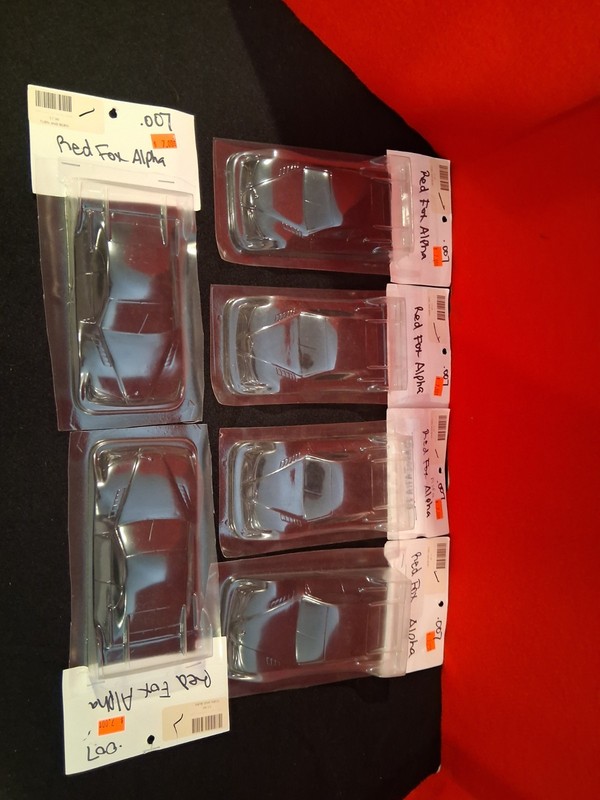 Lot of 6 Red Fox Alpha Clear Plastic 1/24 Scale Slot Car  Bodies .007