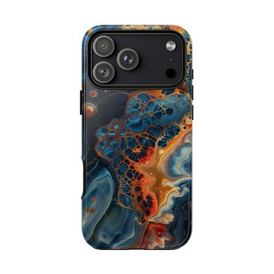 For iPhone / Galaxy / Pixel | Phone Ink Case - Deep Blue Gold Liquid Hydro Dip