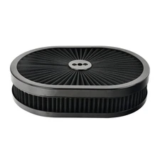 For 5-1/8" Opening Carb Inlet 12"x2" Washable Oval Filter Flow Air Cleaner Kit
