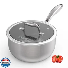 COOKER KING 3 Quart Stainless Steel Saucepan, Nonstick Sauce Pan, Ceramic Suc