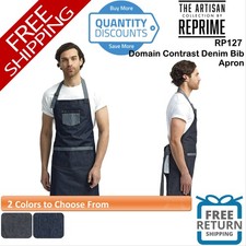 Artisan Collection by Reprime Domain Contrast Denim Bib Apron Pockets RP127