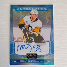 Upper Deck 2024-25 O-Pee-Chee Platinum Michael Bunting Blue Rainbow Auto #BA-BU