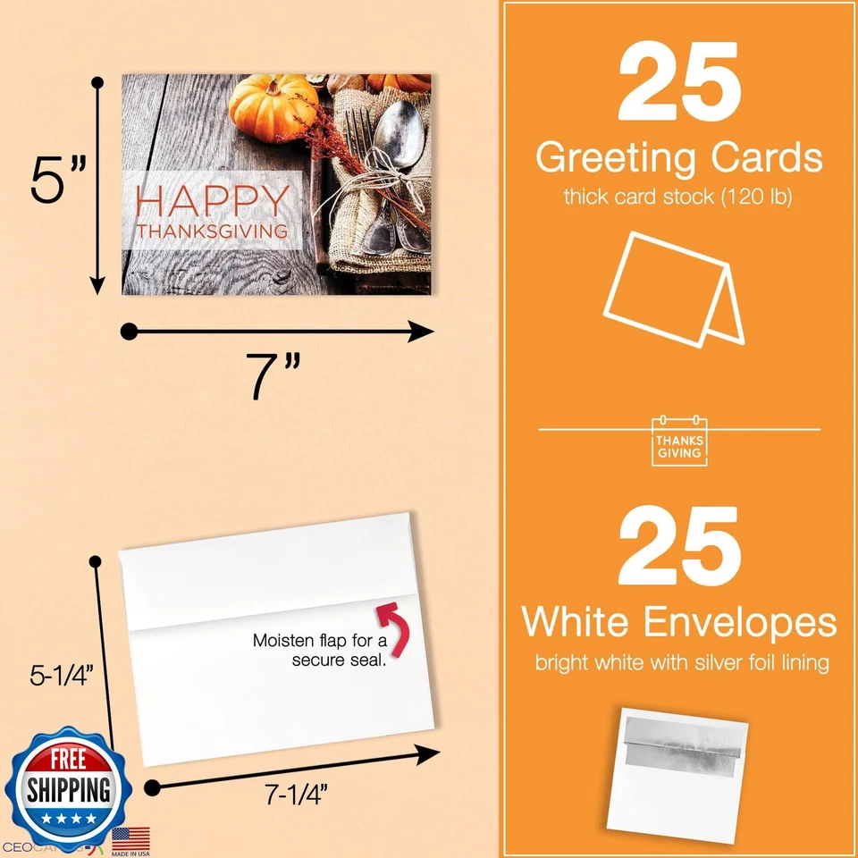 Thanksgiving Cards for Business and Family (Harvest Table Place Setting) Gree - Image 3 of 4