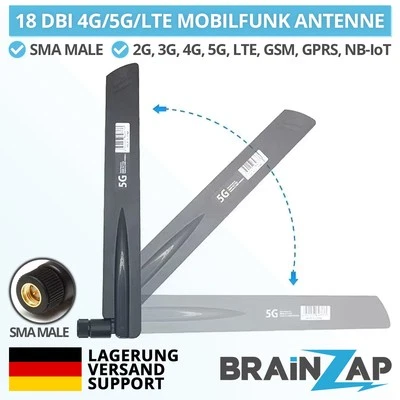 BRAINZAP 5G/4G/LTE/3G Antenne 18 dbi SMA Male Router Speedport Huawai Homespot Fritz!Box