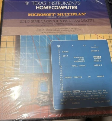 TI-99/4A TI99 - Microsoft Multiplan, Noch Eingeschweißt! Inkl. Backup Disketten - Bild 1 von 2