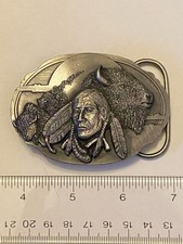 Arroyo Grande 1990 Native Indian Chief  Buffalo, Belt Buckle AG46 Made In U.S.A