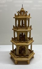 VTG Hand Carved Wooden 3-Tier Nativity Pyramid Carousel UNBRANDED