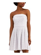 CITY STUDIO Womens Fit + Flare Short Dress White Sleeveless Evening Juniors 5