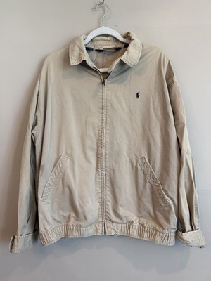 VTG USA Polo Ralph Lauren Harrington Jacket Khaki Full Zip Mens XL Dad Bomber