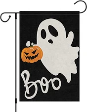 Halloween Ghost Garden Flag 12X18 Inch Double Sided Outside, Spooky Boo Garden F