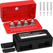 Joinfworld 300A Bus Bar 12V DC Waterproof Power Distribution Block Red&Black 