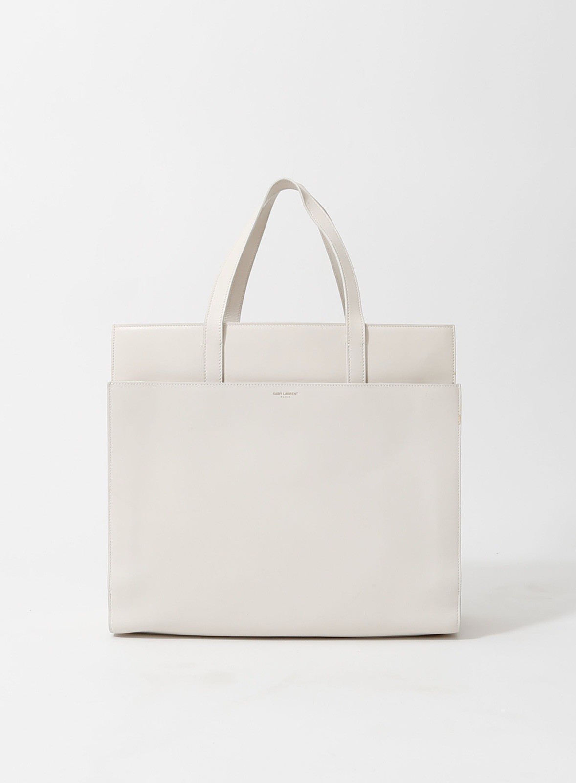 Borsa shopping Saint Laurent piatta in pelle donna bianca taglia unica