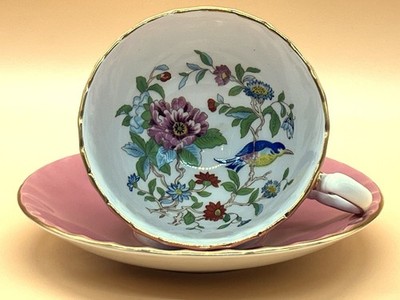 Aynsley China Oban Form Pembroke Design Rosa Schrank Teetasse & Untertasse Duo.