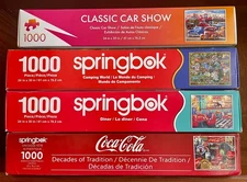 Springbok Puzzles ~ Lot of 4 Diner / Coca Cola / Camping World 1000 pcs COMPLETE
