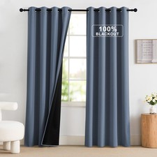 NICETOWN Stone Blue 52"x84" 100 Blackout Curtains Set of 2 Thermal Insulated