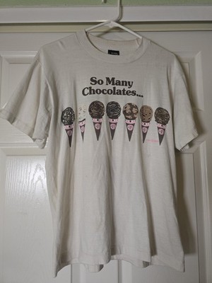 Vintage 80s Baskin Robbins So Many Chocolates Ice Cream Graphic Shirt Size Large