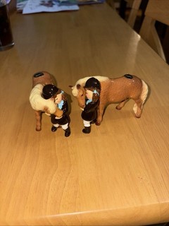 Hagen Renaker Specialty Girl with Horse or Pony #3170 2 Vintage Pieces