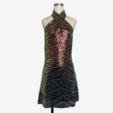 Nasty Gal NWT Animal Sequin Twist Halterneck Mini Dress party New Year’s Eve 6