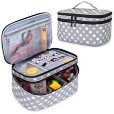 Luxja Double-Layer Sewing Accessories Organizer, Large, Grey Dots