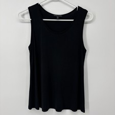 Eileen Fisher 100 Silk Tank Top Sleeveless Casual Blouse Black Womens Small
