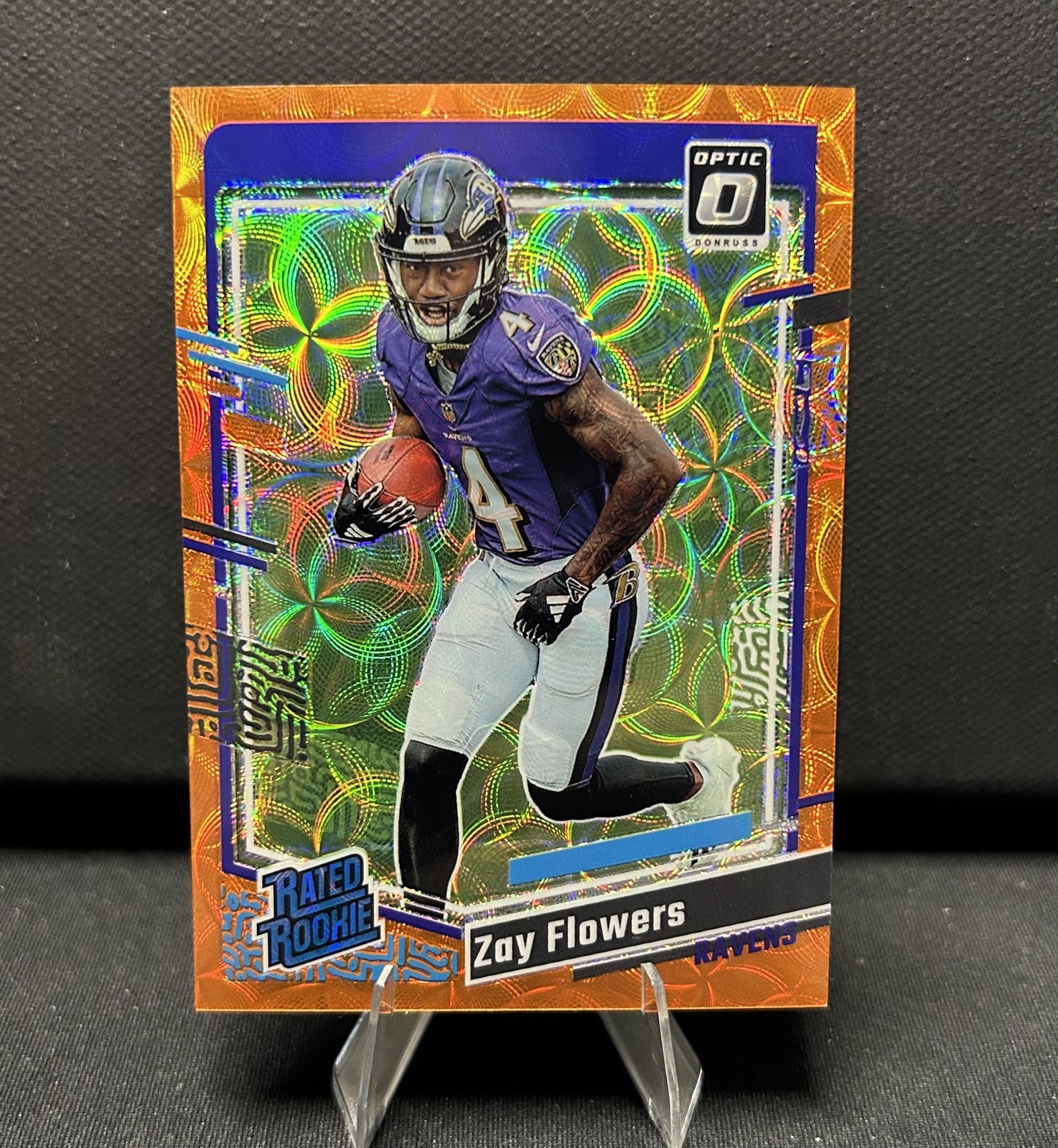 2023 Optic Zay Flowers Orange Scope Prizm Rated Rookie /79 RC Ravens #210