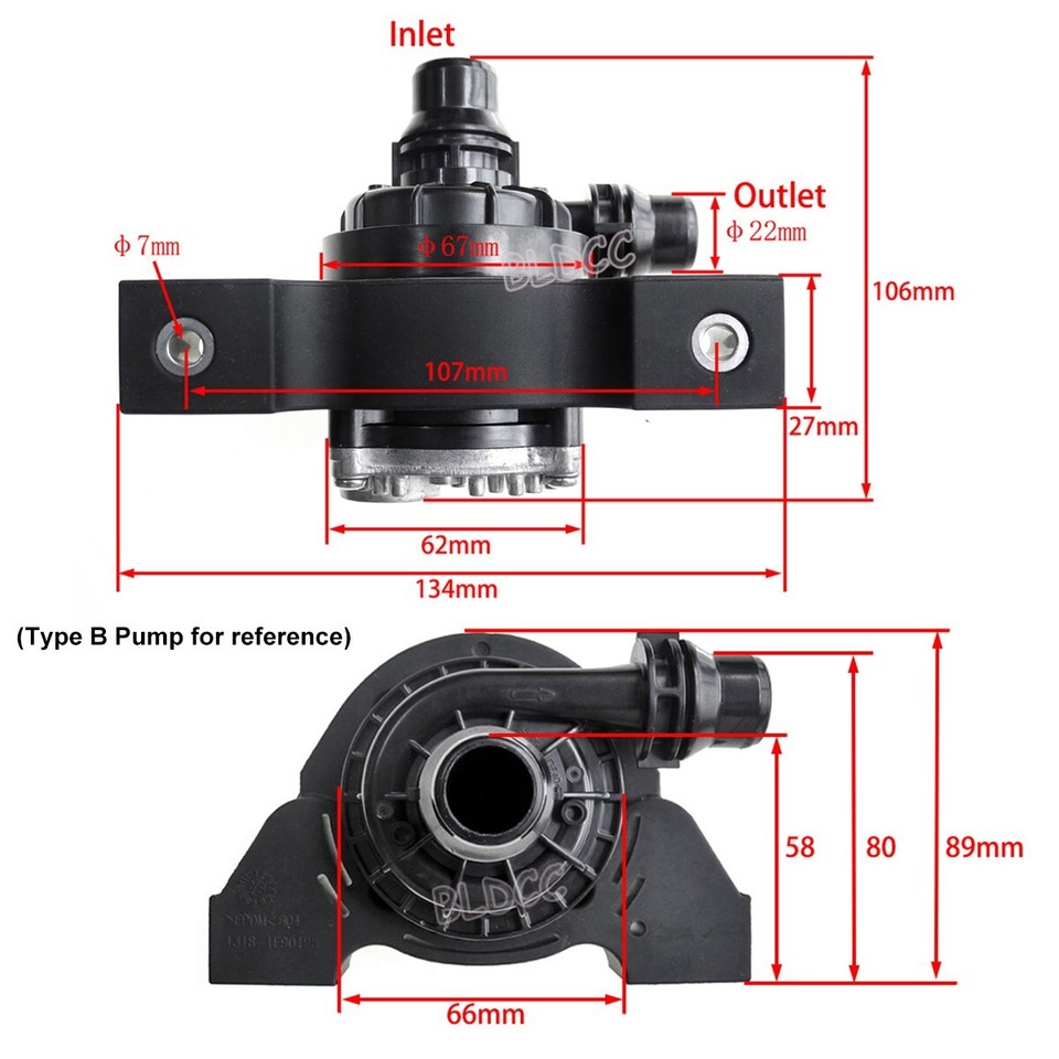 60W Brushless DC Motor Electric Cooling Water Pump 12V Auto Car