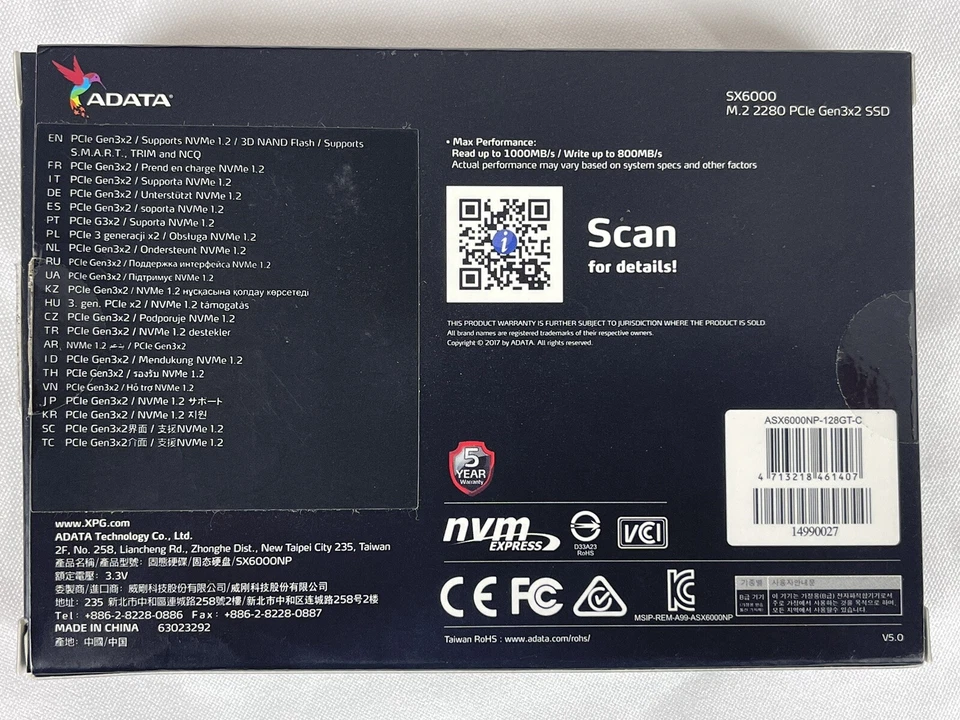 ADATA XPG SX6000NP 128GB SSD M.2 2280 ASX6000NP 128GB Solid State Drive - Image 2 of 4