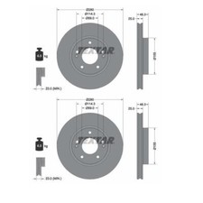 2x Textar 92351203 Bremsscheibe 280 mm für Hyundai Kona SX2 KIA Niro II SG2