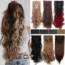 Lang Dick Hairpiece Clip in Hair Extensions Haarverlängerung 8Tressen  Wie Echte