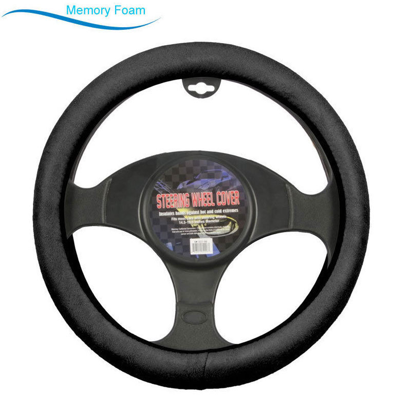 Brand New Premium Soft Comfort Memory Foam Car Truck Steering Wheel Cover -Black