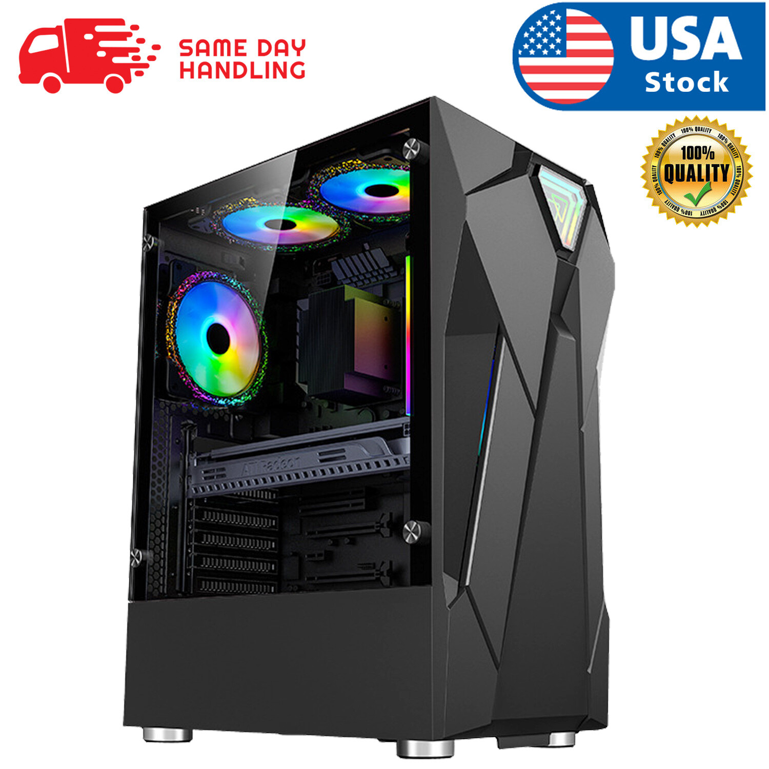 USA High Quality Gaming PC Desktop Computer Gaming ITX Case ATX Black eBay