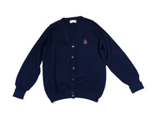 Vintage IZOD Cardigan Golf Sweater Mens M Crest Logo Made in USA Preppy Ivy Dad