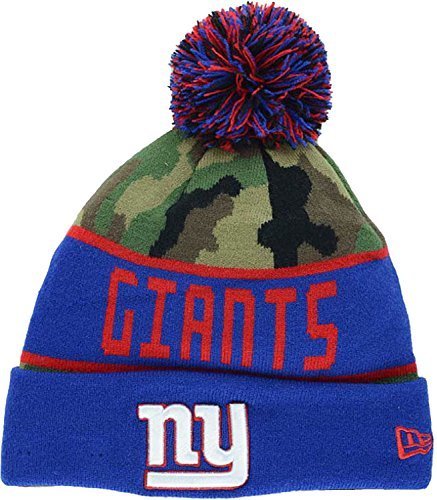 New York Giants New Era Woodland Jake Camo Pom Knit Cuff Cap Hat