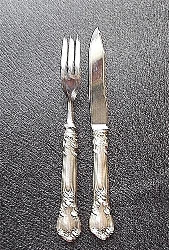 ANTIQUE GORHAM CHANTILLY STERLING SILVER FRUIT KNIFE & FRUIT FORK NO MONOGRAM