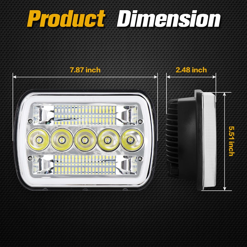 2 faros LED 5x7"" 7x6"" luz de giro DRL alta/baja para Toyota Hilux 1983-2004 Foto 2 de 4