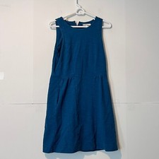 Madewell Womens Ponti Fit And Flare Dress Size M Blue Teal Sleevless Hook Loop