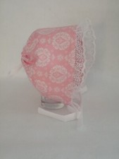 Pink and White/ Lace/ Baby Bonnet/ Baby Hat/ Sun Hat