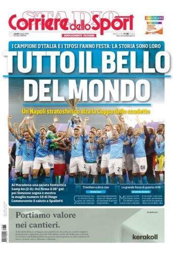 CORRIERE DELLO SPORT 5 GIUGNO 2023 FESTA SCUDETTO NAPOLI, EDIZIONE NAPOLI - Foto 1 di 2