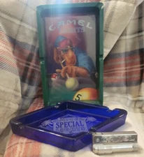 COLLECTIBLE CAMEL LIGHTER & 2 CAMEL LIGHTS ASHTRAYS 