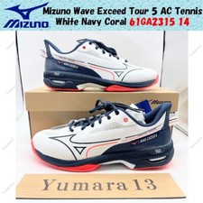 Mizuno Wave Exceed Tour 5 AC Tennis White Navy Coral 61GA2315 14 Men's Size