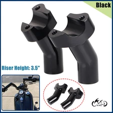 Black Pullback 3 1/2" Handlebar Risers For Harley Dyna Softail Sportster XL 1200