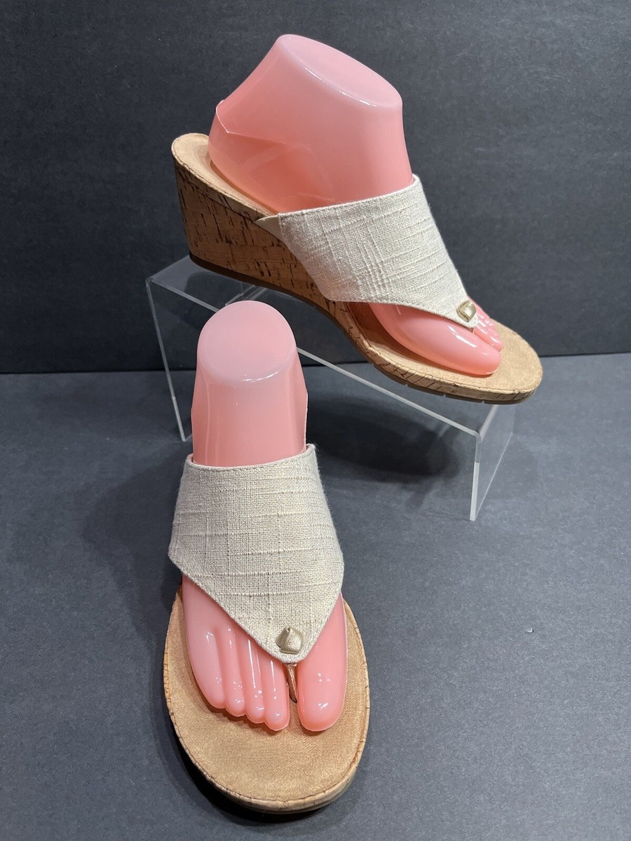 Cake Shop Aerosoles SZ Women's Tan Cork Wedge Thong Sandals