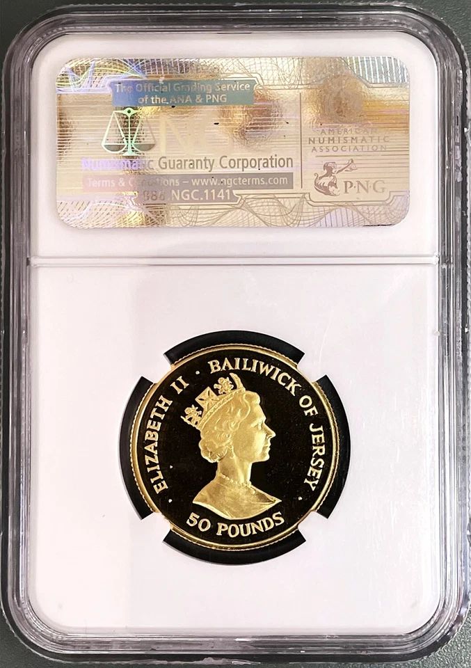 1990 CAMISA DE OURO 500 CUNHADA 50 LIBRAS MOEDA BATALHA DA Grã-Bretanha prova ngc 69 uc - Imagem 4 de 4