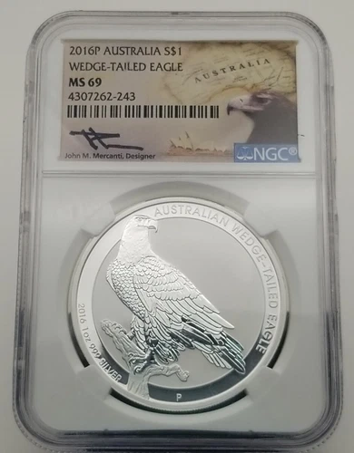 2016-P Australia Silver $1 Wedge Tailed Eagle NGC MS69 Mercanti Signed #3427