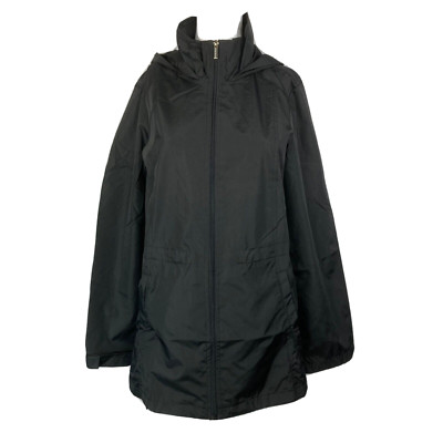 NWT Susan Graver Jacket Womens Sz XS Black Softshell Packable Zip Up Hooded