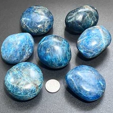 Blue Apatite Large Freeform Palm Stones (2 to 2.5 Inches) Polished Carving