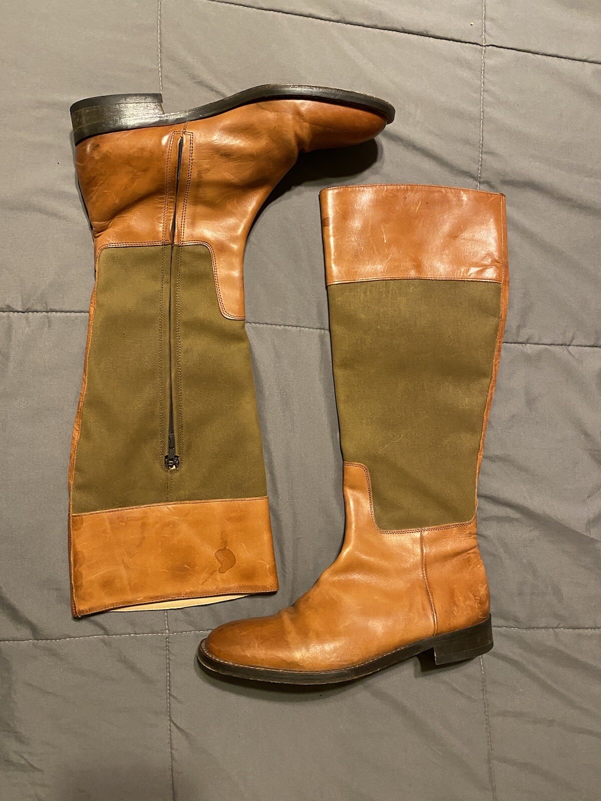 J.CREW Women's 7.5 Leather Riding Boots Caramel Brown… Gem