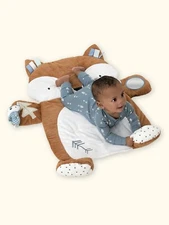 Baby Boy Play Mat Fox by Gerber NIP 36 x 34 Soft Brown and Blue with Attachments